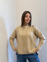 Maglione a barca over beige Kontatto