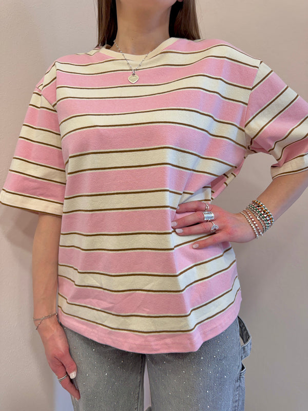 T-shirt over riga grande rosa