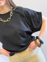 T-shirt maniche a pieghe nera Kontatto
