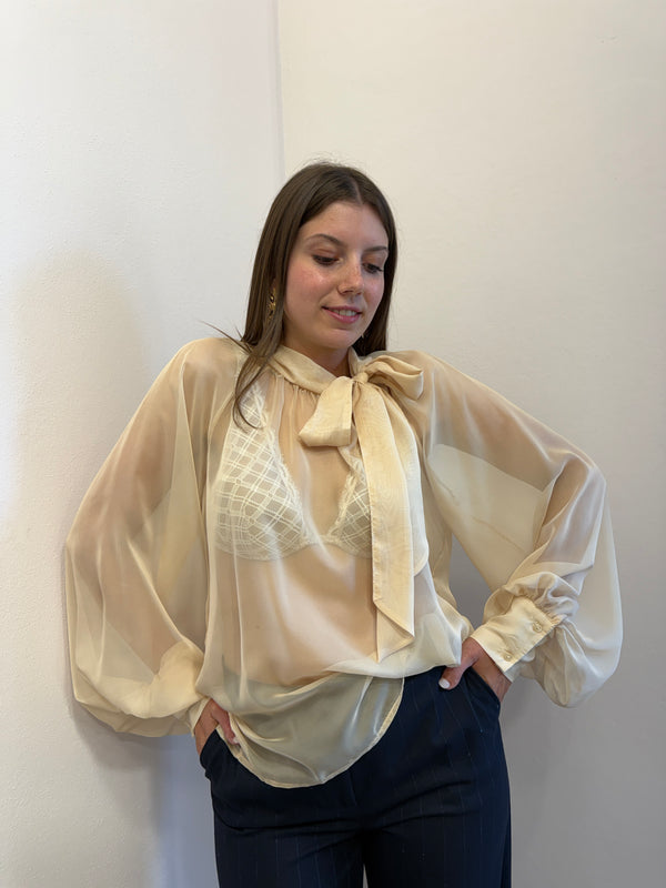 Camicia fiocco avorio Kontatto