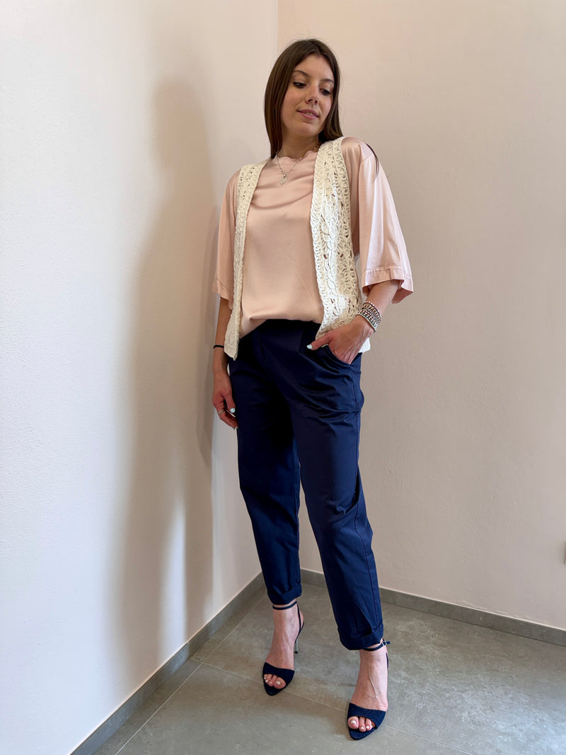 Blusa in viscosa satin rosa