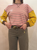 Maglia a righe color-block – Rosa e Giallo