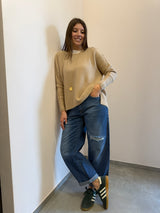 Maglione a barca over beige Kontatto