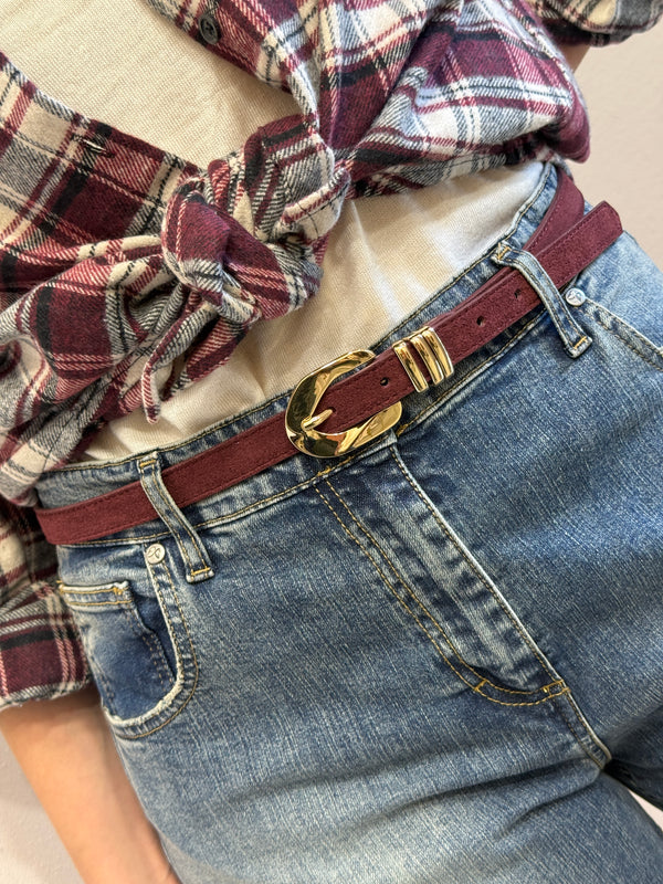 Cintura camoscio sottile bordeaux Kontatto