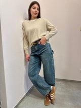 Maglioncino a V misto cashmere beige