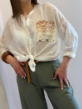 Camicia misto seta, bianco latte - Tensione in