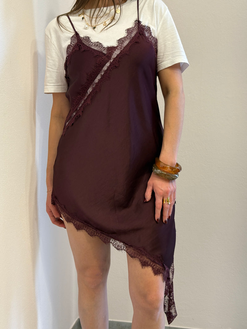 Vestito asimmetrico Borgogna