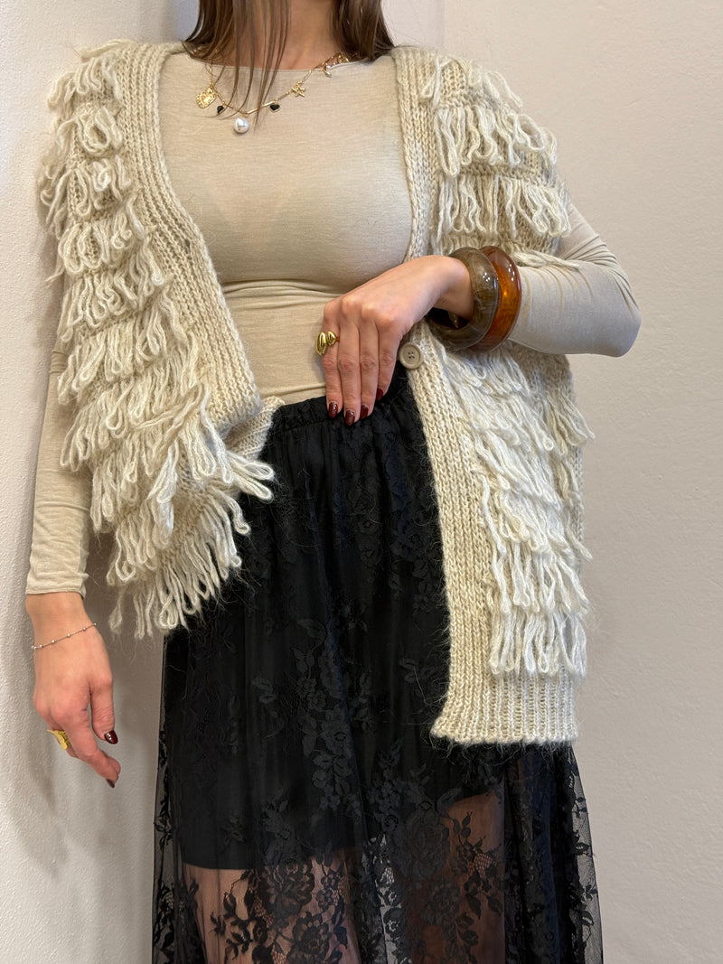 Gilet punto pannocchia sfrangiato