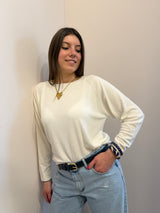 Maglia in viscosa, girocollo, raglan Kontatto, color panna