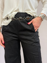 Pantalone Barrell fit in tela di cotone , nero