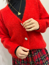 Cardigan in mohair rosso