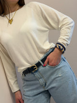 Maglia in viscosa, girocollo, raglan Kontatto, color panna