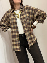 Camicia check in panetto beige