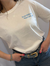 Maglietta ricamata azzurra