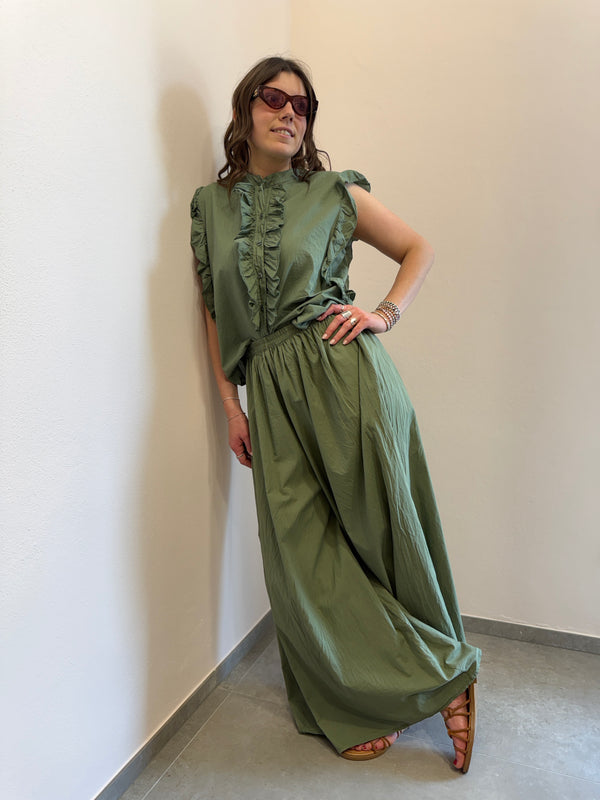 Blusa smanicata verde oliva