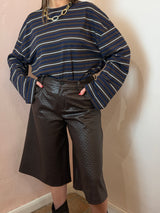 Maglia a righe oversize, Blu e Marrone- Lumina