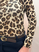 Maglia in cashmere a Maniche Lunghe – Stampa Animalier marrone