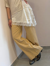 Maglia rigata beige+ bordi in pizzo Susy Mix