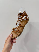 Sandali stringati in corda scamosciata