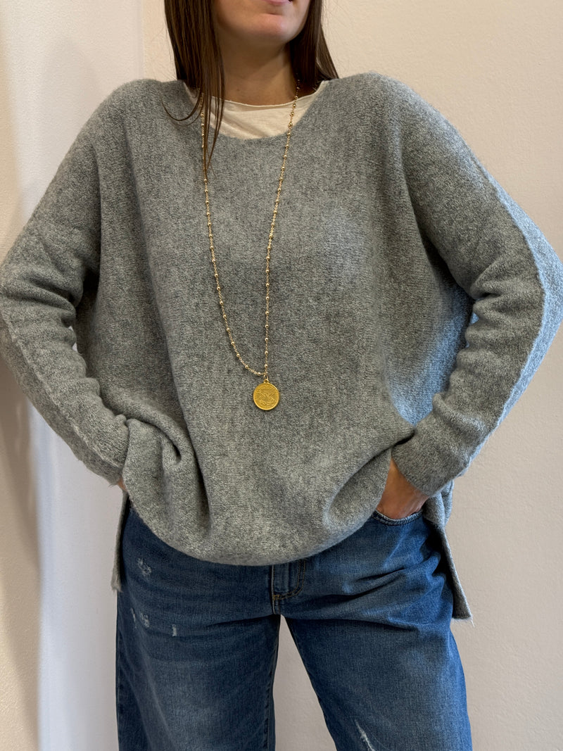 Maglione a barava over grigio chiaro Kontatto