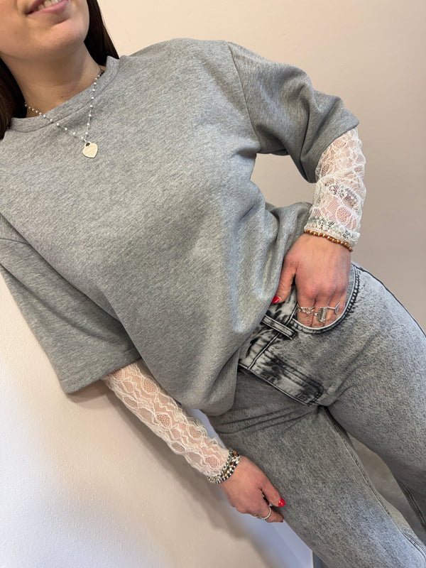 Felpa con manica in pizzo SusyMix