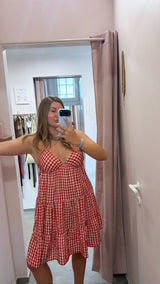 Abito Midi Vichy Rosso