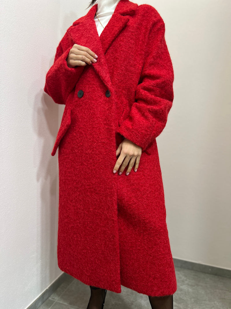 Cappotto lungo Boucle rosso Lumina