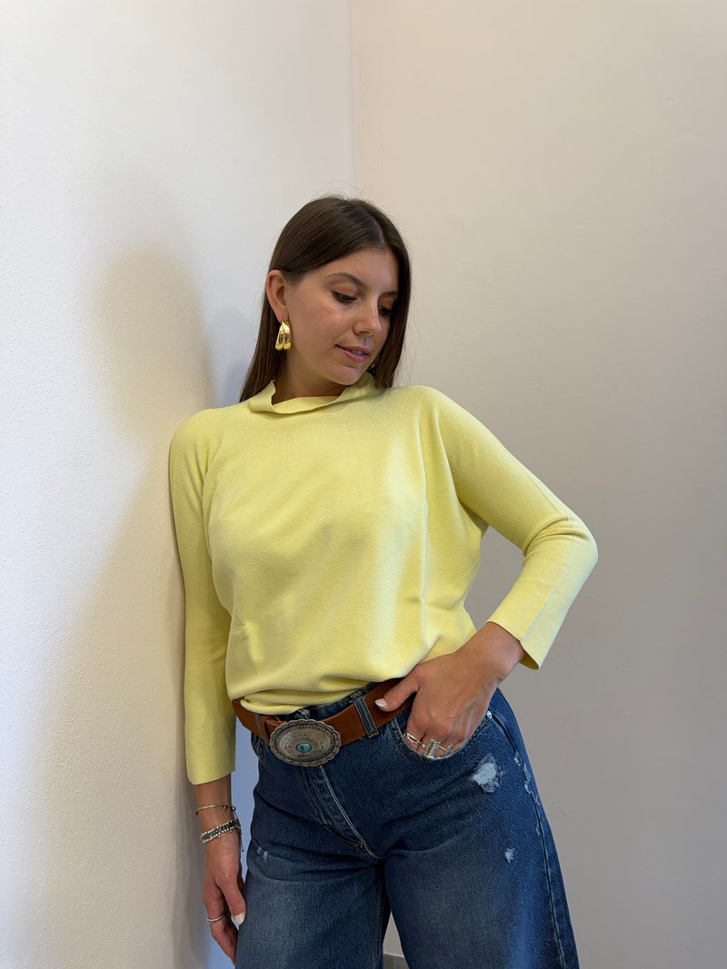 Maglia collo cratere giallo burro  Kontatto