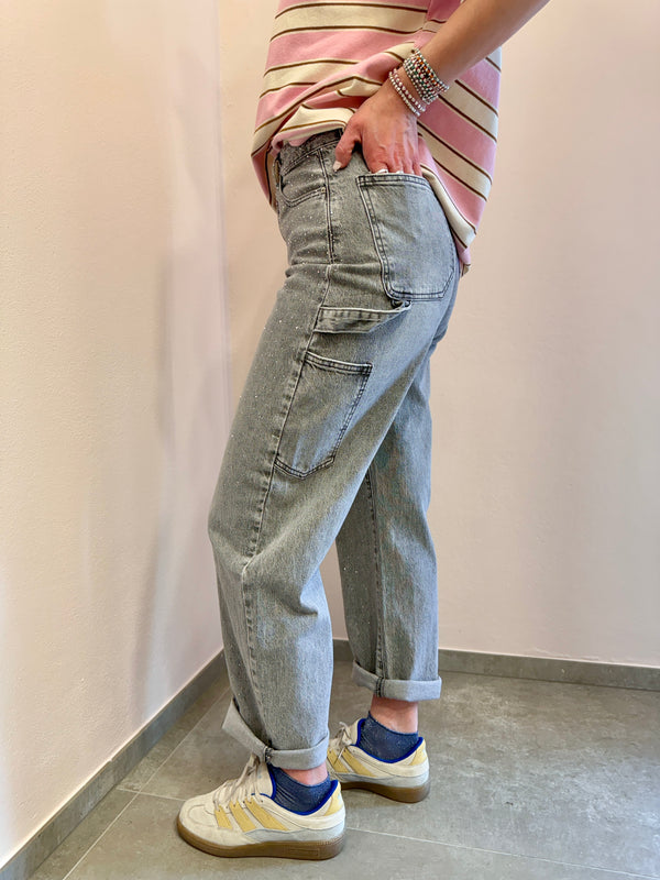 Denim Baloon strass grigio