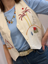 Gilet smanicato ricamato