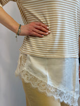 Maglia rigata beige+ bordi in pizzo Susy Mix