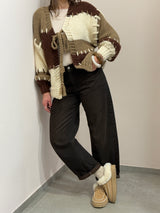 Sabot basso stringato con pelo