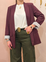 Blazer Bordeaux con Spalle Strutturate