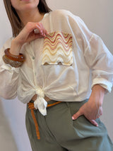 Camicia misto seta, bianco latte - Tensione in