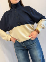 Felpa doppio colore blu navy Tensione in
