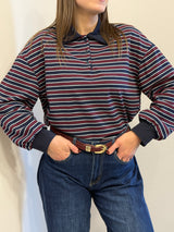 Polo a righe Blu/Borgogna
