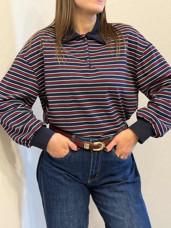 Polo a righe Blu/Borgogna