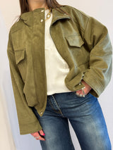 Giacca in Suede Oliva , Tensione in