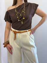 Maglia asimmetrica cioccolato - Tensione in