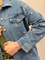 Camicia Denim con ricami roselline