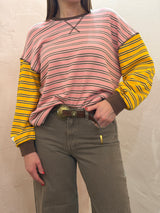 Maglia a righe color-block – Rosa e Giallo