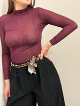 Maglia misto cashmere collo alto bordeaux
