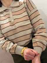 Maglia a polo a righe – Toni neutri Beige e Marrone - Tensione in