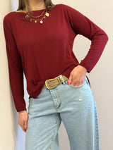 Maglia in viscosa con spacchetti  Kontatto color sangria