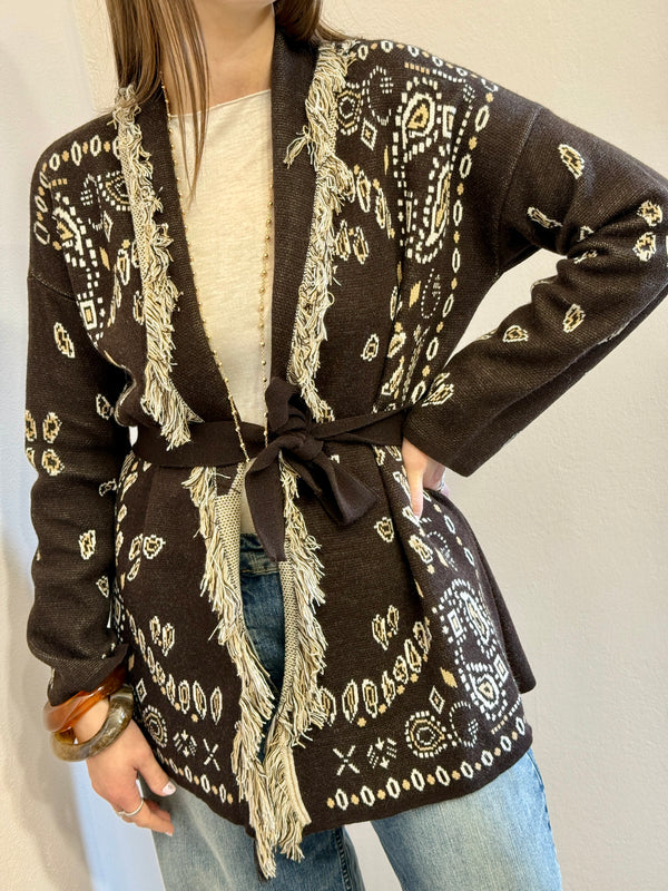 Maxi cardigan fantasia bandana moro