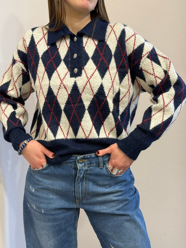 Maglione a rombi Blu navy