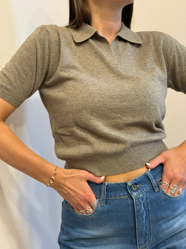 Polo manica corta cachi in maglina Kontatto