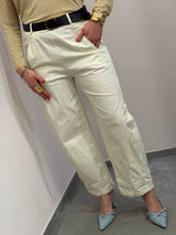 Pantalone Barrel in tela di cotone, panna