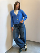 Cardigan con bottoni in madreperla azzurro cielo Kontatto