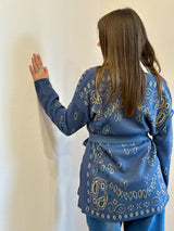 Maxi cardigan fantasia bandana bluette